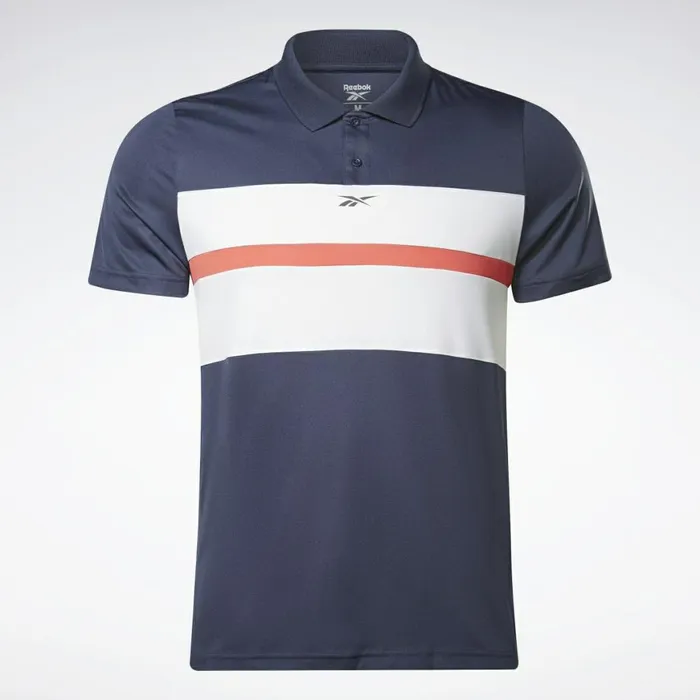 TShirts and Graphic Tees Mens Reebok Workout Ready Striped Polo Shirt Vector Navy White