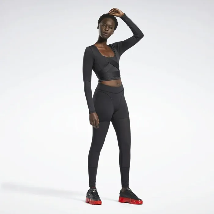 TShirts and Graphic Tees Womens Reebok Cardi B Long Sleeve Crop Top Black