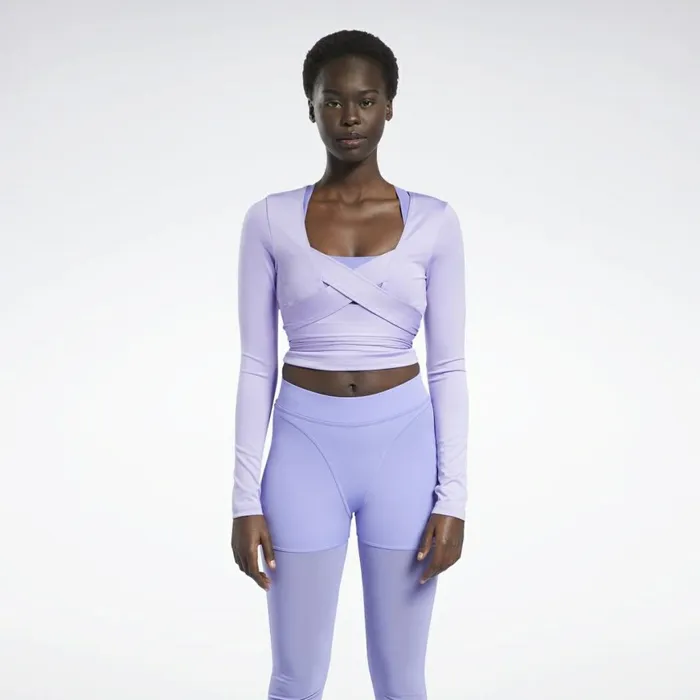 TShirts and Graphic Tees Womens Reebok Cardi B Long Sleeve Crop Top Crisp Purple TShirts and Graphic Tees Womens Reebok Cardi B Long Sleeve Crop Top Crisp Purple