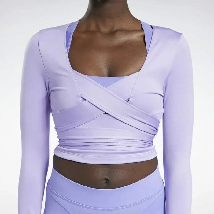 TShirts and Graphic Tees Womens Reebok Cardi B Long Sleeve Crop Top Crisp Purple