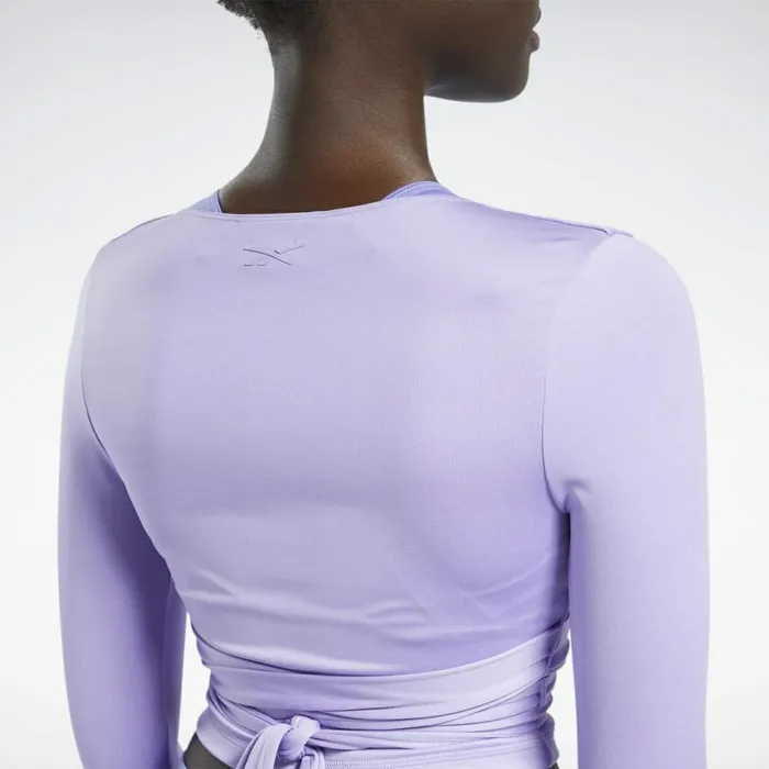TShirts and Graphic Tees Womens Reebok Cardi B Long Sleeve Crop Top Crisp Purple