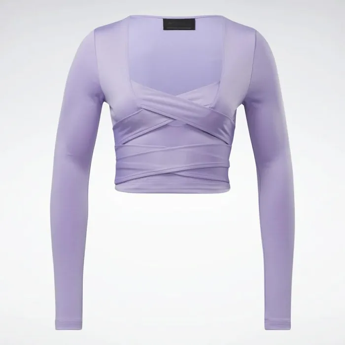 TShirts and Graphic Tees Womens Reebok Cardi B Long Sleeve Crop Top Crisp Purple