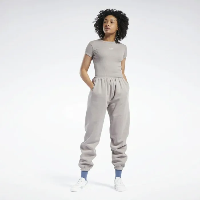 TShirts and Graphic Tees Womens Reebok Classics Ribbed TShirt Boulder Grey