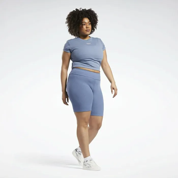 TShirts and Graphic Tees Womens Reebok Classics Ribbed TShirt Plus Size Blue Slate