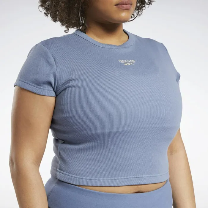 TShirts and Graphic Tees Womens Reebok Classics Ribbed TShirt Plus Size Blue Slate
