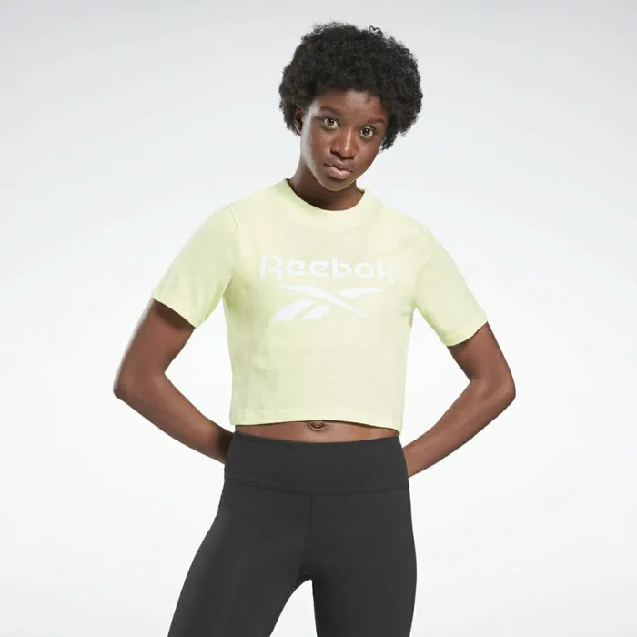 TShirts and Graphic Tees Womens Reebok Identity Cropped TShirt Semi Energy Glow TShirts and Graphic Tees Womens Reebok Identity Cropped TShirt Semi Energy Glow