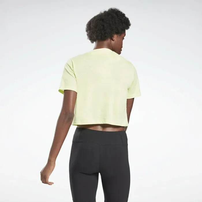 TShirts and Graphic Tees Womens Reebok Identity Cropped TShirt Semi Energy Glow