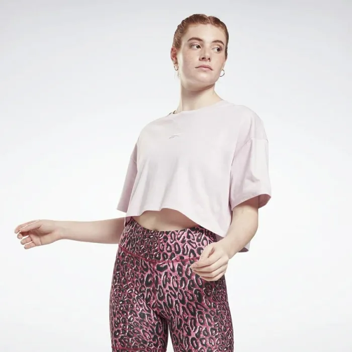 TShirts and Graphic Tees Womens Reebok Studio Cropped TShirt Frost Berry