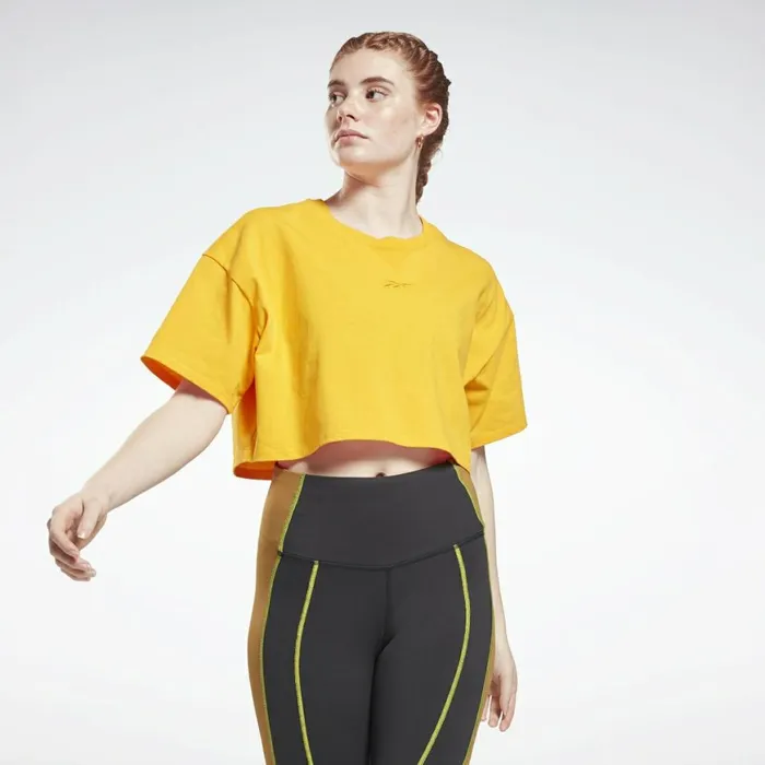TShirts and Graphic Tees Womens Reebok Studio Cropped TShirt Semi Solar Gold