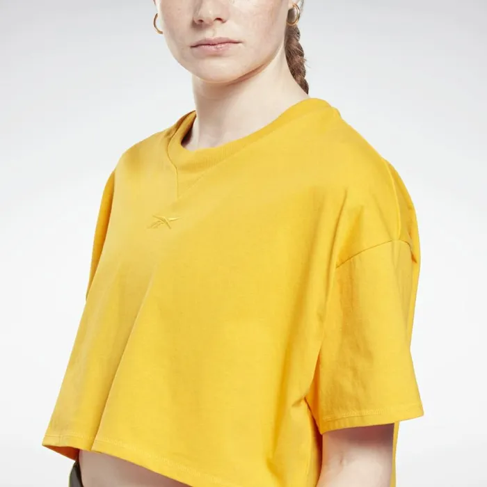 TShirts and Graphic Tees Womens Reebok Studio Cropped TShirt Semi Solar Gold