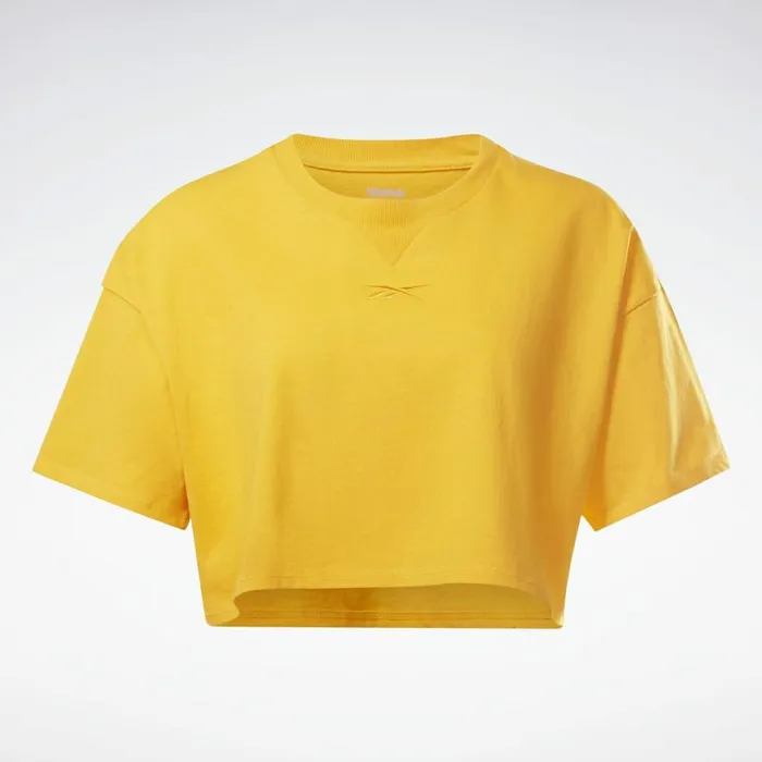 TShirts and Graphic Tees Womens Reebok Studio Cropped TShirt Semi Solar Gold