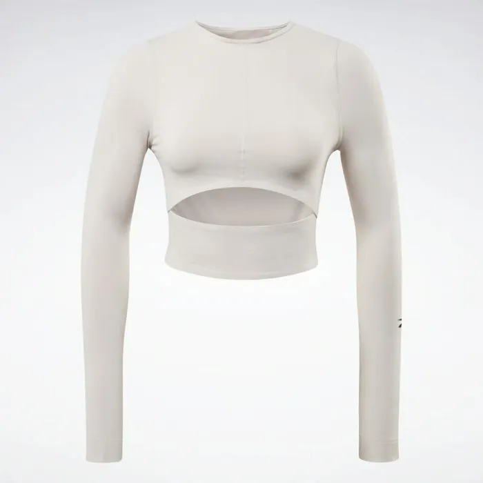 TShirts and Graphic Tees Womens Reebok VB Logo Long Sleeve Crop Top Stucco