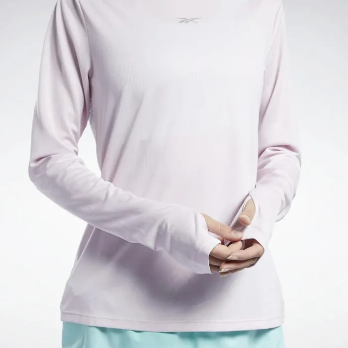 TShirts and Graphic Tees Womens Reebok Workout Ready Run Speedwick Long Sleeve TShirt Frost Berry