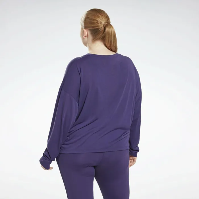 TShirts and Graphic Tees Womens Reebok Workout Ready Supremium Long Sleeve TShirt Plus Size Dark Orchid
