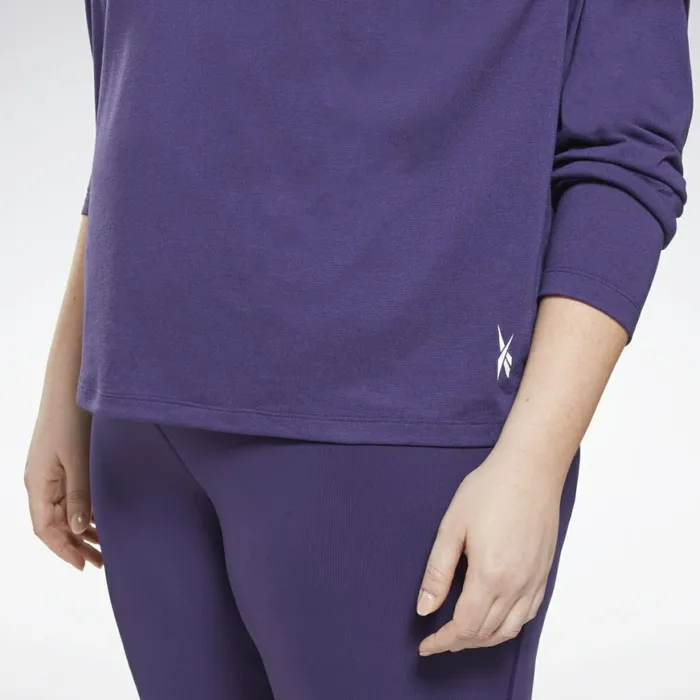 TShirts and Graphic Tees Womens Reebok Workout Ready Supremium Long Sleeve TShirt Plus Size Dark Orchid