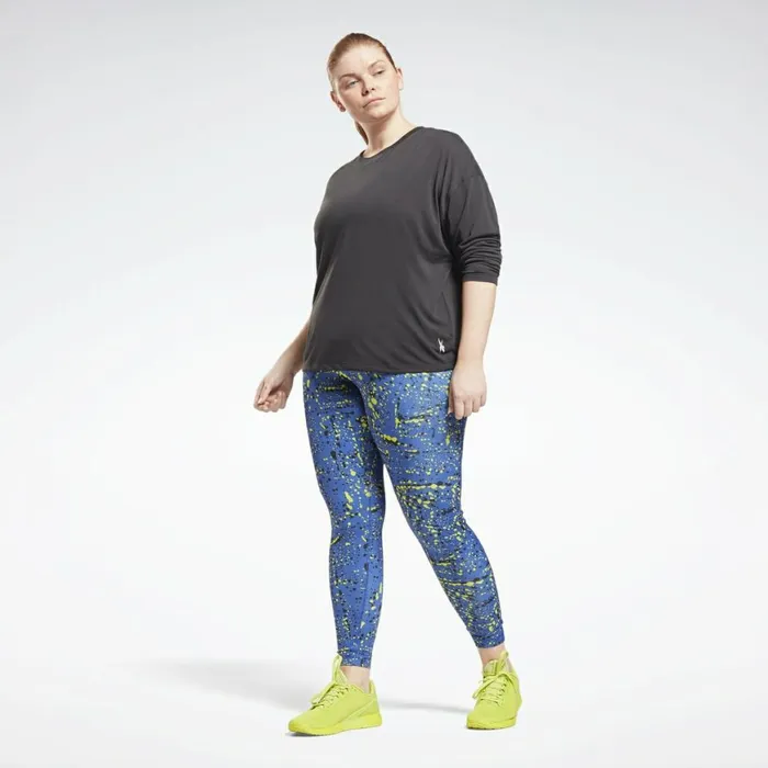 TShirts and Graphic Tees Womens Reebok Workout Ready Supremium Long Sleeve TShirt Plus Size Night Black