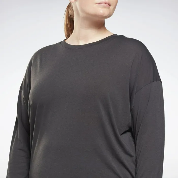 TShirts and Graphic Tees Womens Reebok Workout Ready Supremium Long Sleeve TShirt Plus Size Night Black