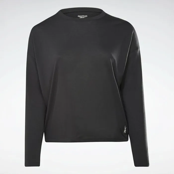 TShirts and Graphic Tees Womens Reebok Workout Ready Supremium Long Sleeve TShirt Plus Size Night Black