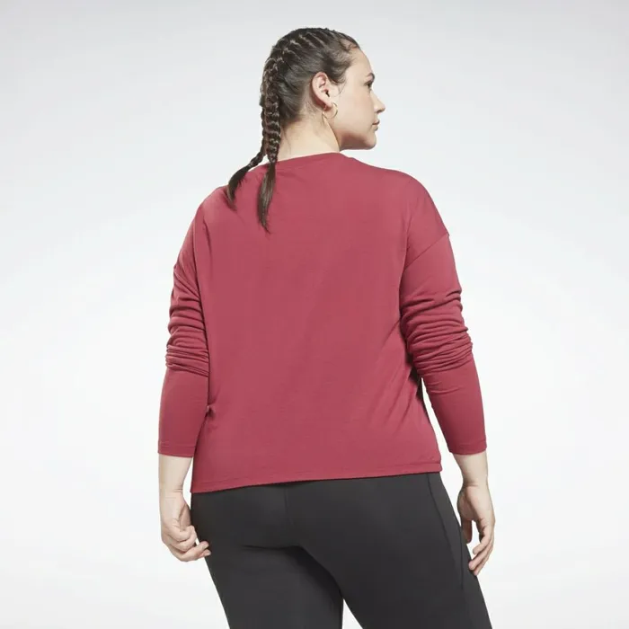 TShirts and Graphic Tees Womens Reebok Workout Ready Supremium Long Sleeve TShirt Plus Size Punch Berry