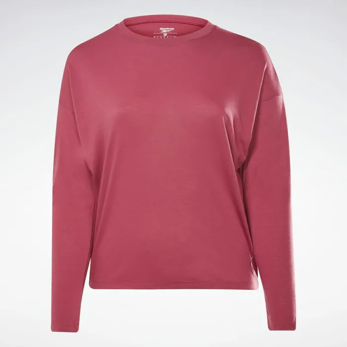 TShirts and Graphic Tees Womens Reebok Workout Ready Supremium Long Sleeve TShirt Plus Size Punch Berry