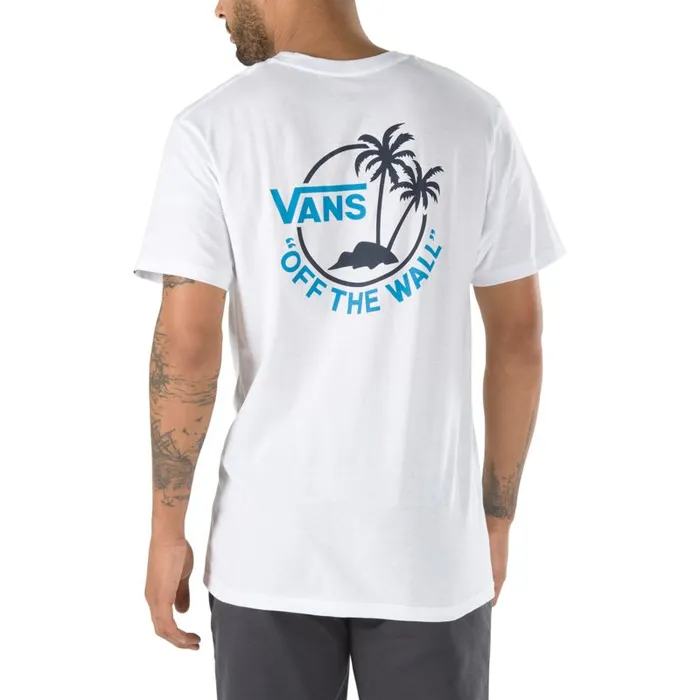 TShirts and Tanks Men Vans Mini Dual Palm TShirt Whiteblue Jewel