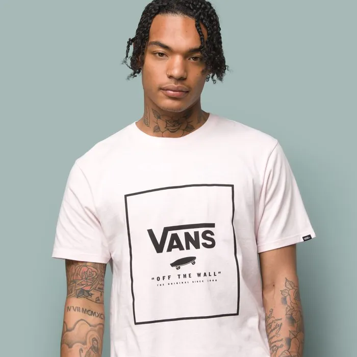 TShirts and Tanks Men Vans Print Box TShirt Vans Cool Pinkblack