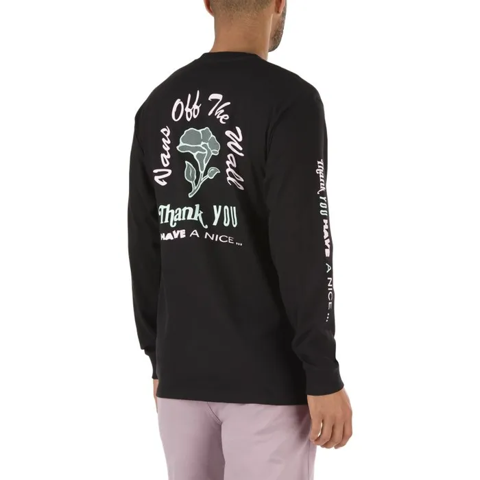 TShirts and Tanks Men Vans Thank You Floral Long Sleeve TShirt Black