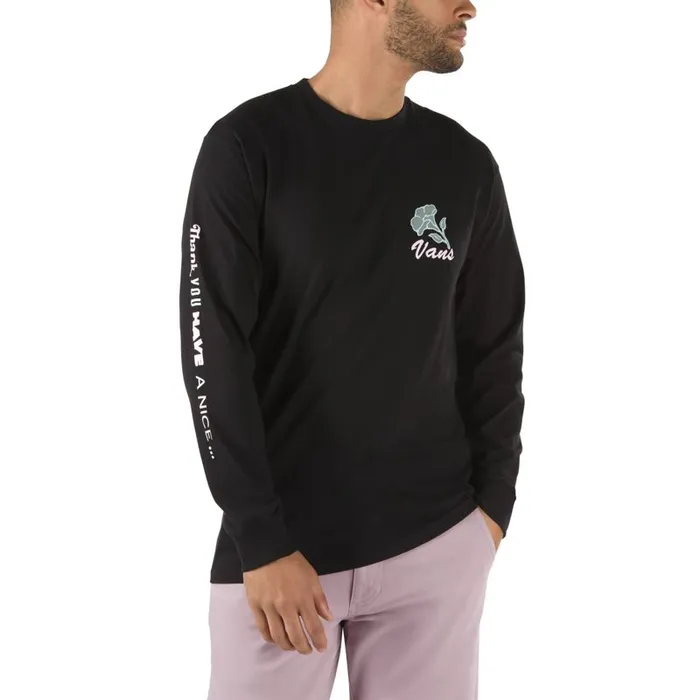 TShirts and Tanks Men Vans Thank You Floral Long Sleeve TShirt Black TShirts and Tanks Men Vans Thank You Floral Long Sleeve TShirt Black