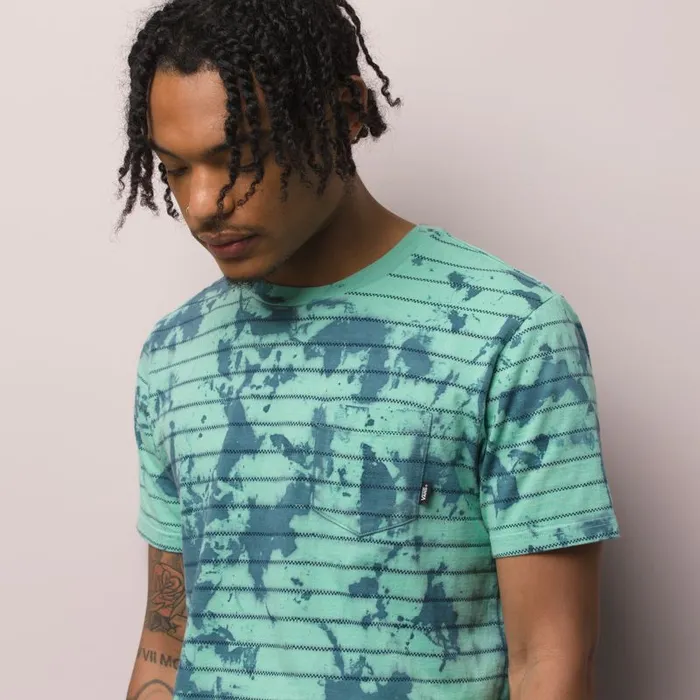 TShirts and Tanks Men Vans Tie Dye Checker Stripe Shirt Dusty Jade Greenstargazer