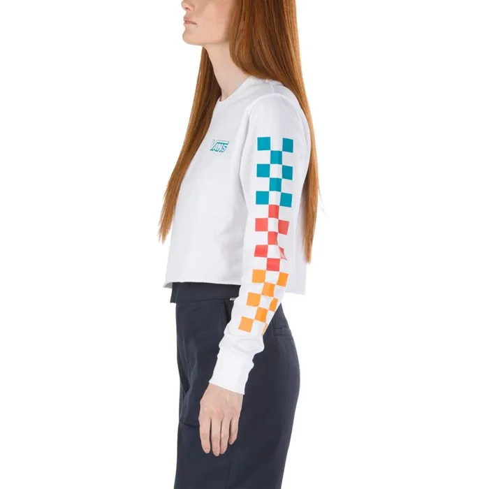 TShirts and Tanks Women Vans Downpour Cropped Long Sleeve Tee White TShirts and Tanks Women Vans Downpour Cropped Long Sleeve Tee White
