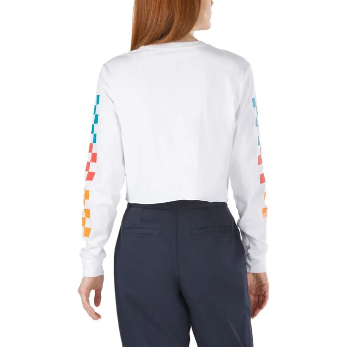 TShirts and Tanks Women Vans Downpour Cropped Long Sleeve Tee White TShirts and Tanks Women Vans Downpour Cropped Long Sleeve Tee White