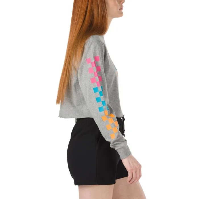 TShirts and Tanks Women Vans Panic Cropped Long Sleeve Tee Grey Heather