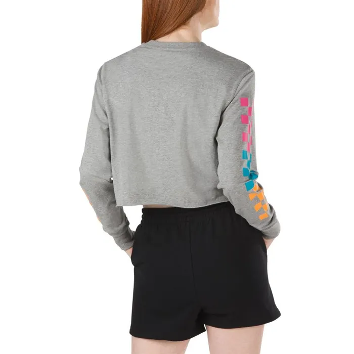 TShirts and Tanks Women Vans Panic Cropped Long Sleeve Tee Grey Heather