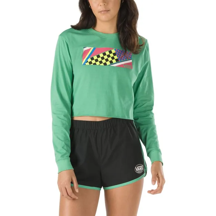 TShirts and Tanks Women Vans Ramp Tested Cropped Long Sleeve Tee Green Spruce