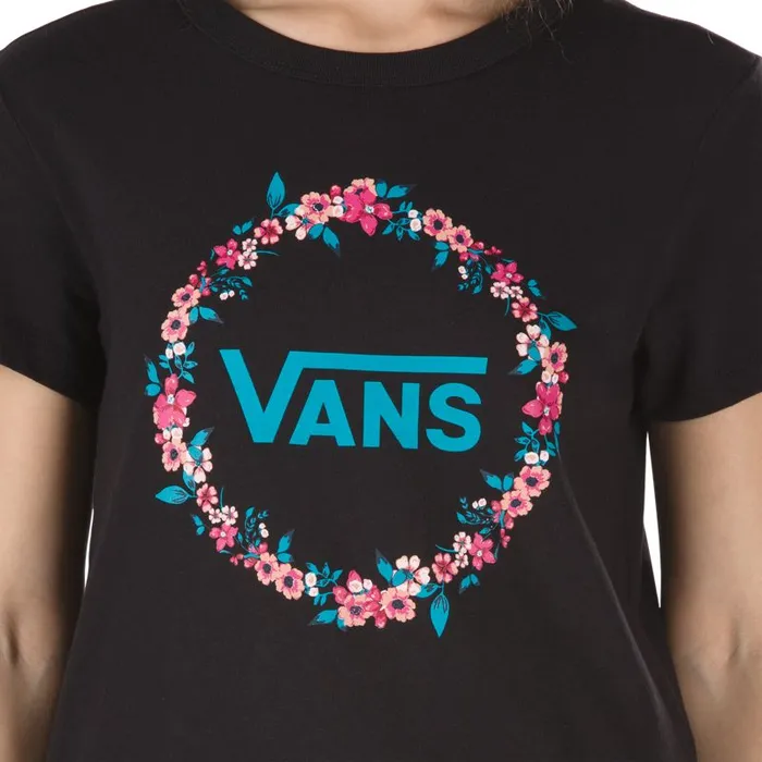 TShirts and Tanks Women Vans Wreath Edger Baby Tee Black TShirts and Tanks Women Vans Wreath Edger Baby Tee Black