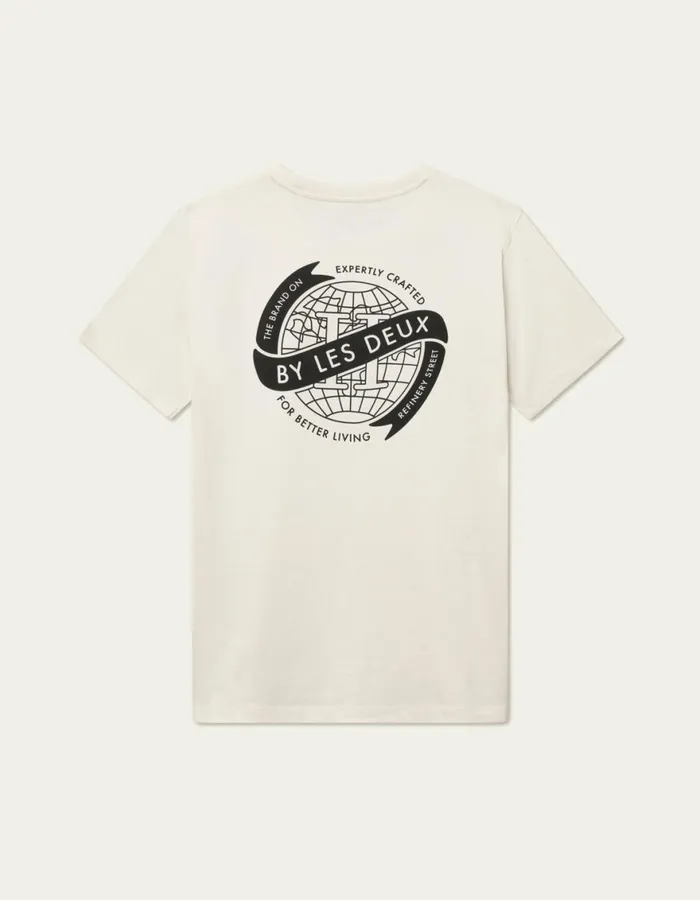 Tshirts Men Les Deux Globe TShirt 8211 IvoryBlack