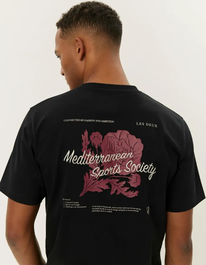 Tshirts Men Les Deux Mediterranean TShirt 8211 BlackBlack