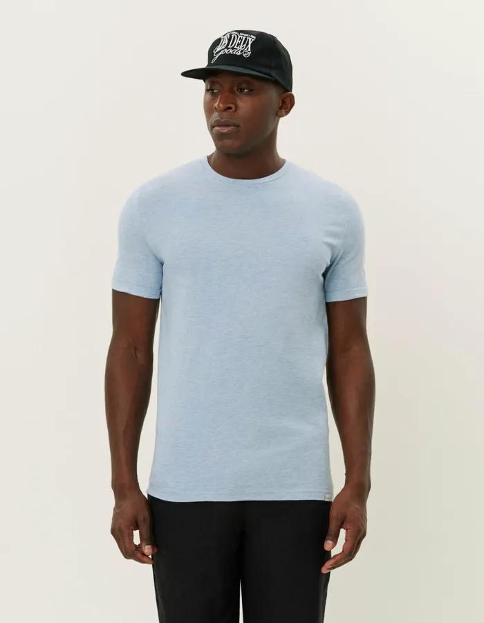 Tshirts Men Les Deux Norregaard Tonal TShirt 8211 Xenon Blue Melange