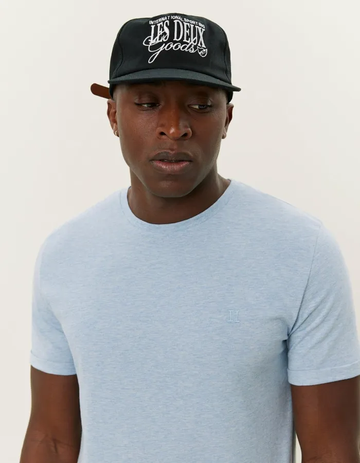 Tshirts Men Les Deux Norregaard Tonal TShirt 8211 Xenon Blue Melange