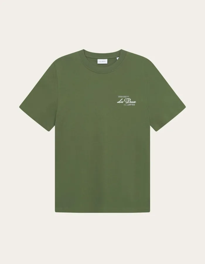 Tshirts Men Les Deux Scandinavian TShirt 8211 Chive GreenWhite
