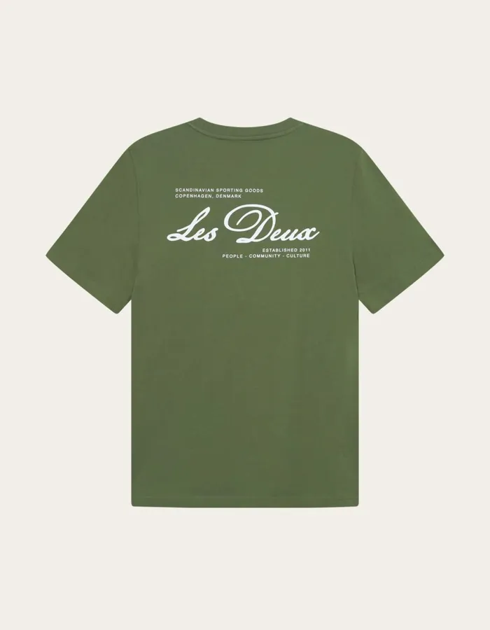 Tshirts Men Les Deux Scandinavian TShirt 8211 Chive GreenWhite