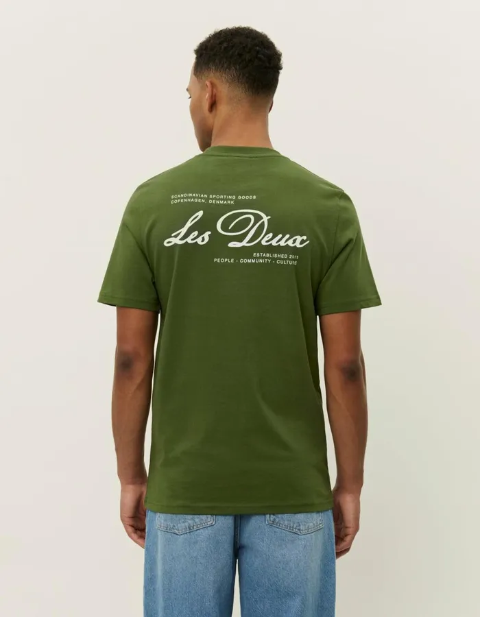 Tshirts Men Les Deux Scandinavian TShirt 8211 Chive GreenWhite
