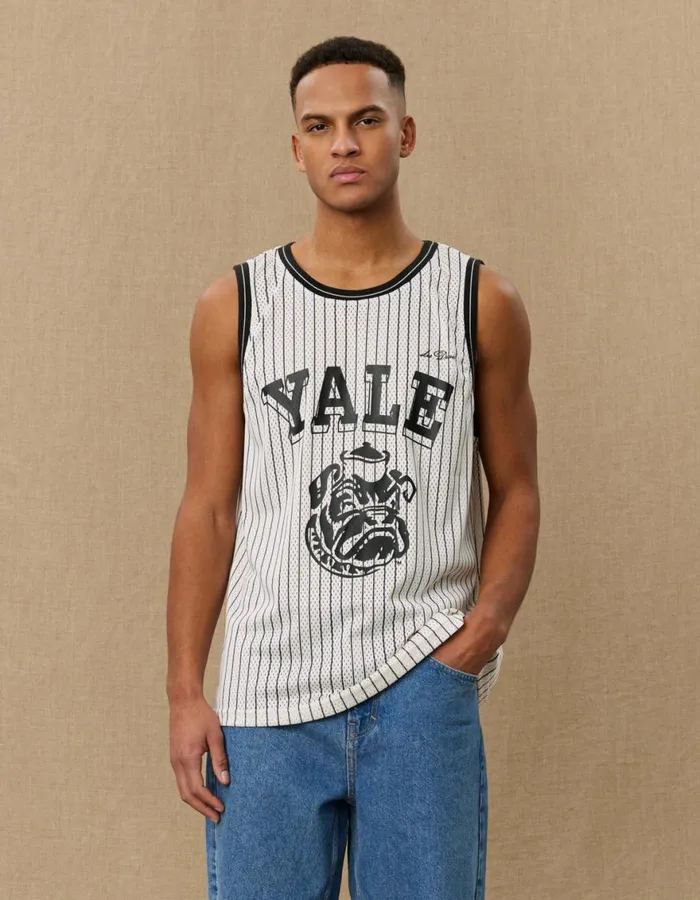 Tshirts Men Les Deux Silas Bulldog Mesh Tank Top 8211 IvoryBlack