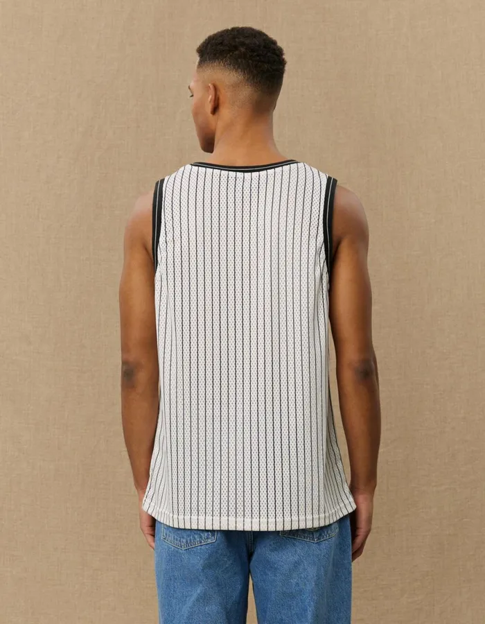 Tshirts Men Les Deux Silas Bulldog Mesh Tank Top 8211 IvoryBlack