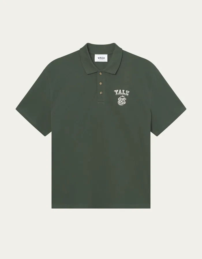 Tshirts Men Les Deux Yale Bulldog Polo SS 8211 Duffel Bag GreenIvory