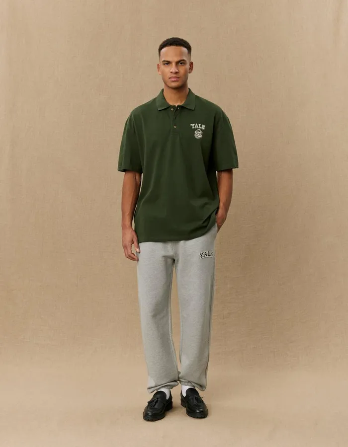 Tshirts Men Les Deux Yale Bulldog Polo SS 8211 Duffel Bag GreenIvory