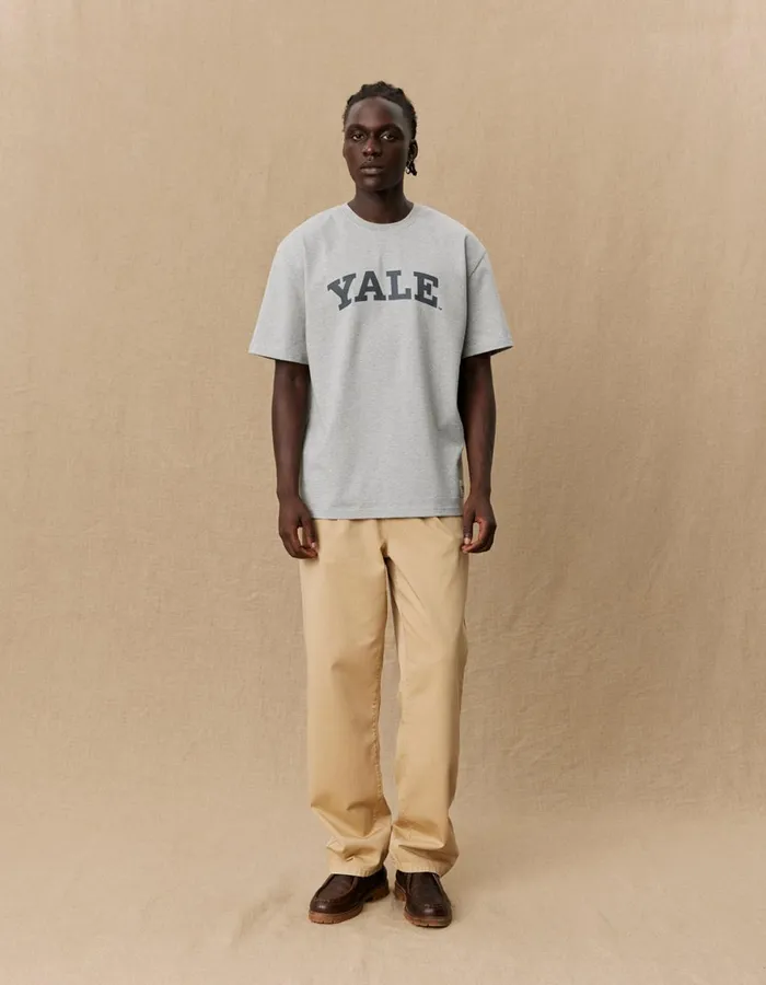 Tshirts Men Les Deux Yale Logo TShirt 8211 Light Grey Melange