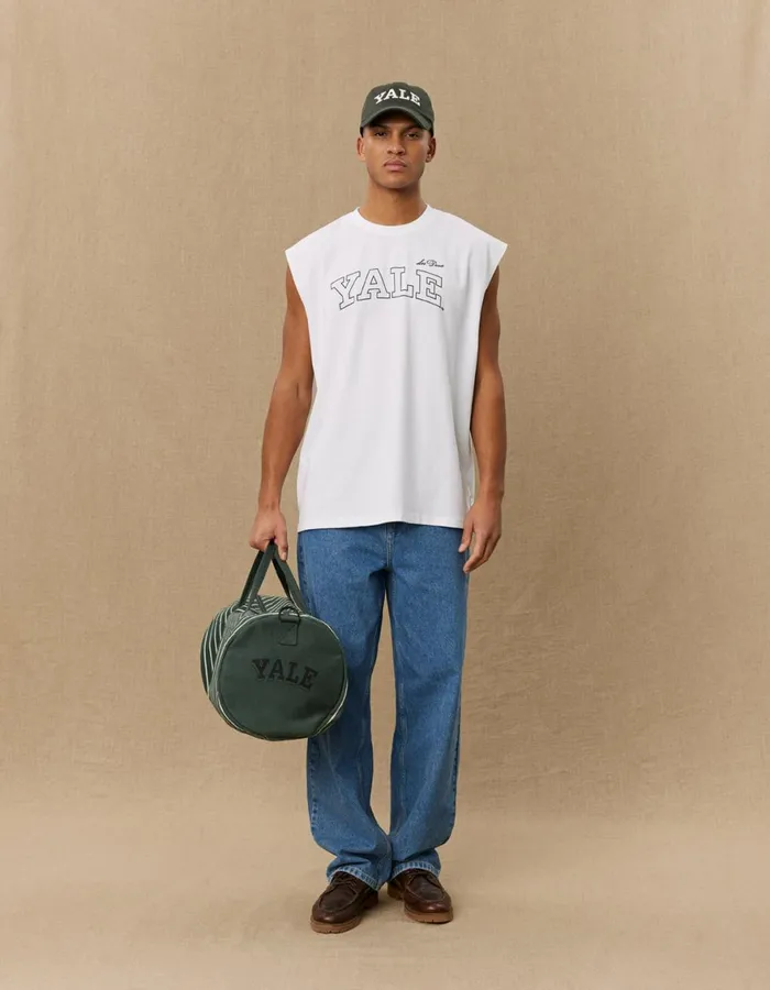 Tshirts Men Les Deux Yale Sleeveless TShirt 8211 WhiteBlack