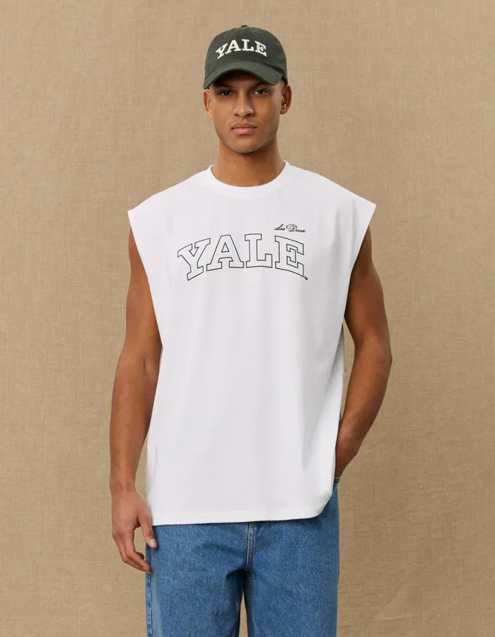 Tshirts Men Les Deux Yale Sleeveless TShirt 8211 WhiteBlack