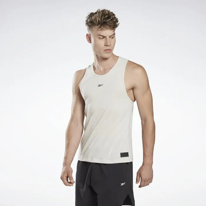 Tank Tops Mens Reebok LES MILLS ACTIVCHILLCOTTON Tank Top Alabaster